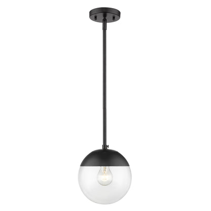 Dixon Small Pendant in Matte Black with Clear Glass and Matte Black Cap - - Golden Lighting