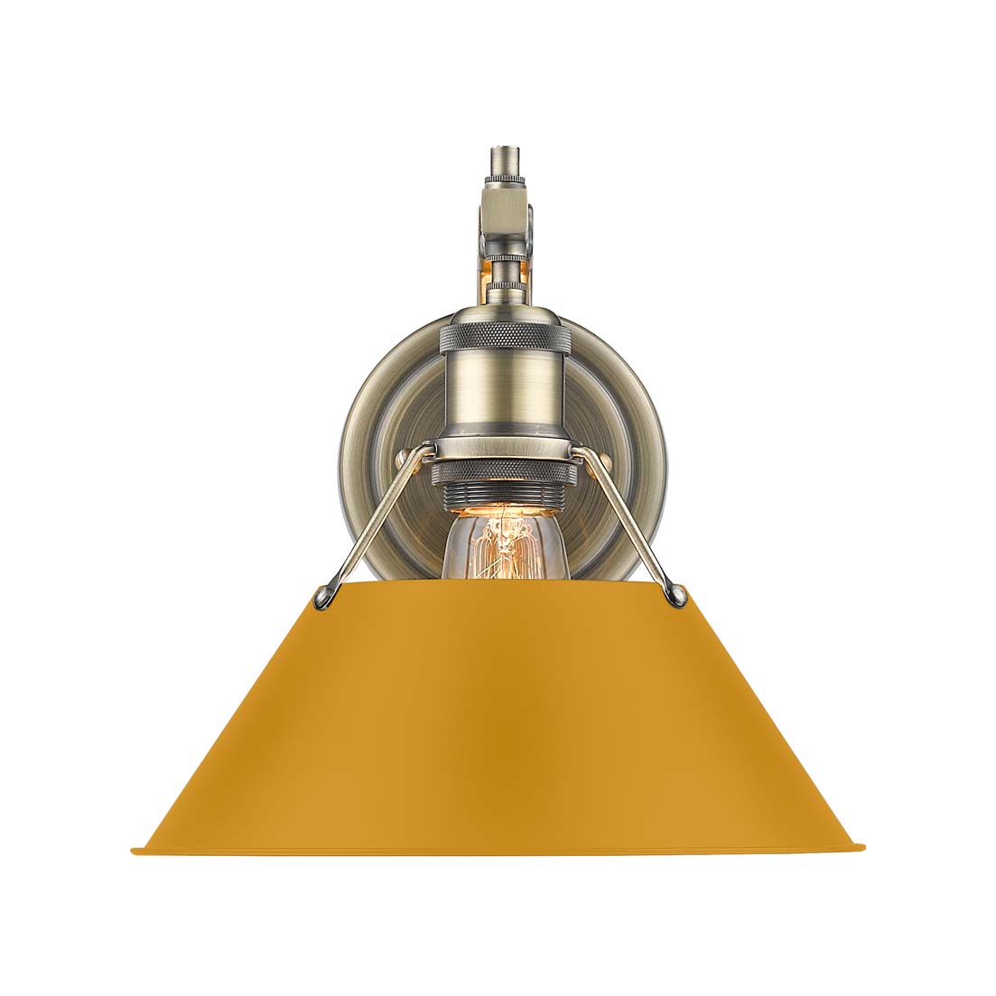 Yep by Golden Lighting Orwell 1-light Wall Sconce in Aged Brass and Auric Yellow shade - - Golden Lighting