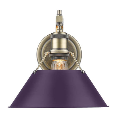 Yep by Golden Lighting Orwell 1-light Wall Sconce in Aged Brass and Exotic Purple shade - - Golden Lighting