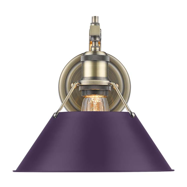 Yep by Golden Lighting Orwell 1-light Wall Sconce in Aged Brass and Exotic Purple shade - - Golden Lighting