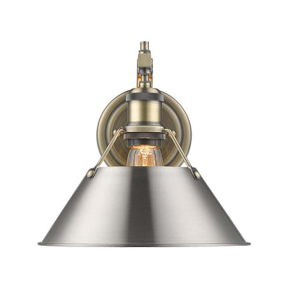 Yep by Golden Lighting Orwell 1-light Wall Sconce in Aged Brass and Pewter shade - - Golden Lighting