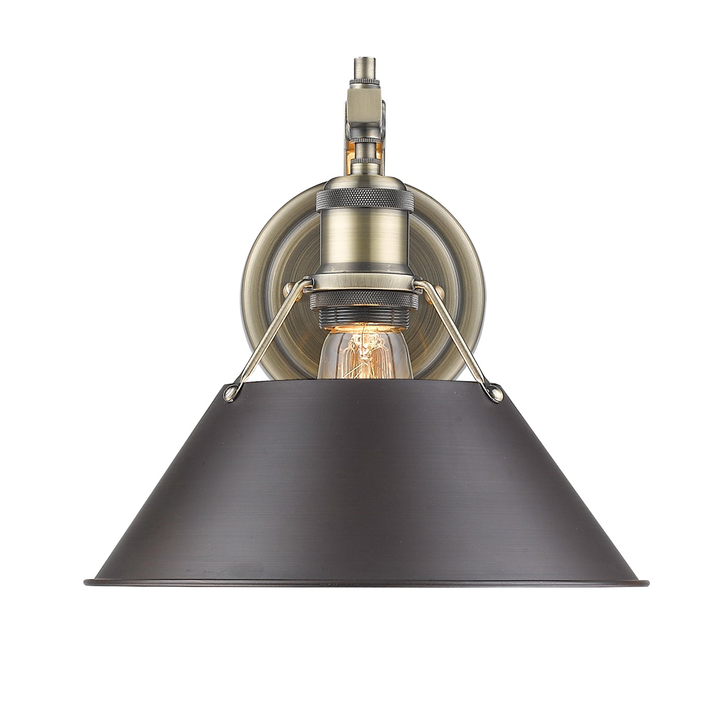 Yep by Golden Lighting Orwell 1-light Wall Sconce in Aged Brass and Rubbed Bronze shade - - Golden Lighting
