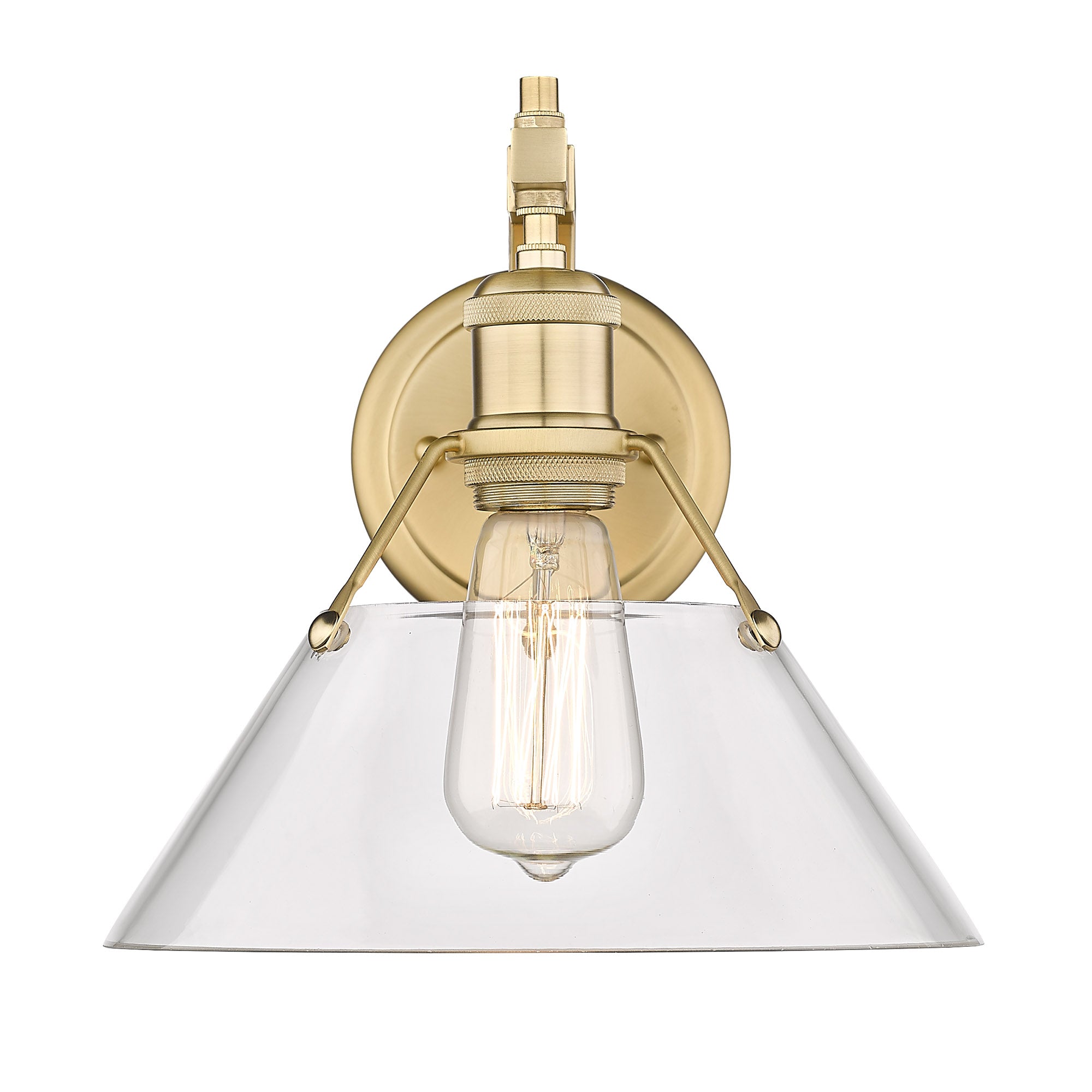 Yep by Golden Lighting Orwell 1-light Wall Sconce in Brushed Champagne Brass and Clear Glass - - Golden Lighting