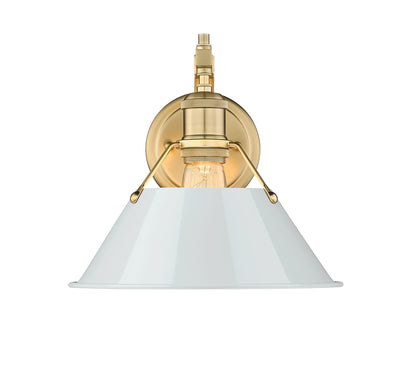 Yep by Golden Lighting Orwell 1-light Wall Sconce in Brushed Champagne Brass and Dusky Blue shade - - Golden Lighting