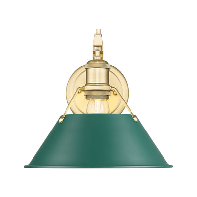 Yep by Golden Lighting Orwell 1-light Wall Sconce in Brushed Champagne Brass and Pine Green shade - - Golden Lighting