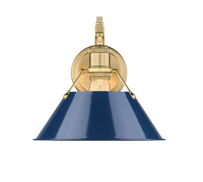 Yep by Golden Lighting Orwell 1-light Wall Sconce in Brushed Champagne Brass and Navy Blue shade - - Golden Lighting