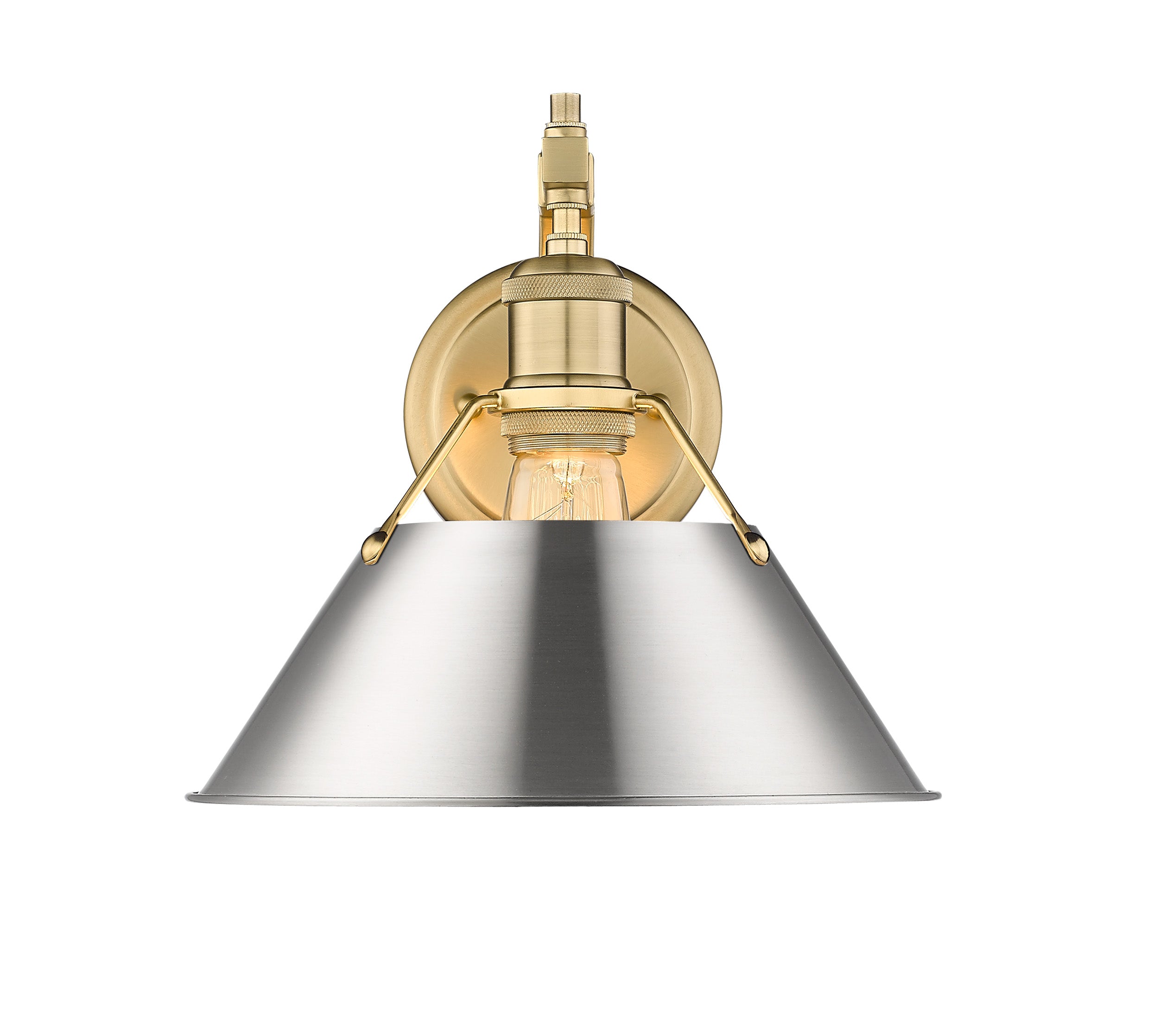 Yep by Golden Lighting Orwell 1-light Wall Sconce in Brushed Champagne Brass and Pewter shade - - Golden Lighting