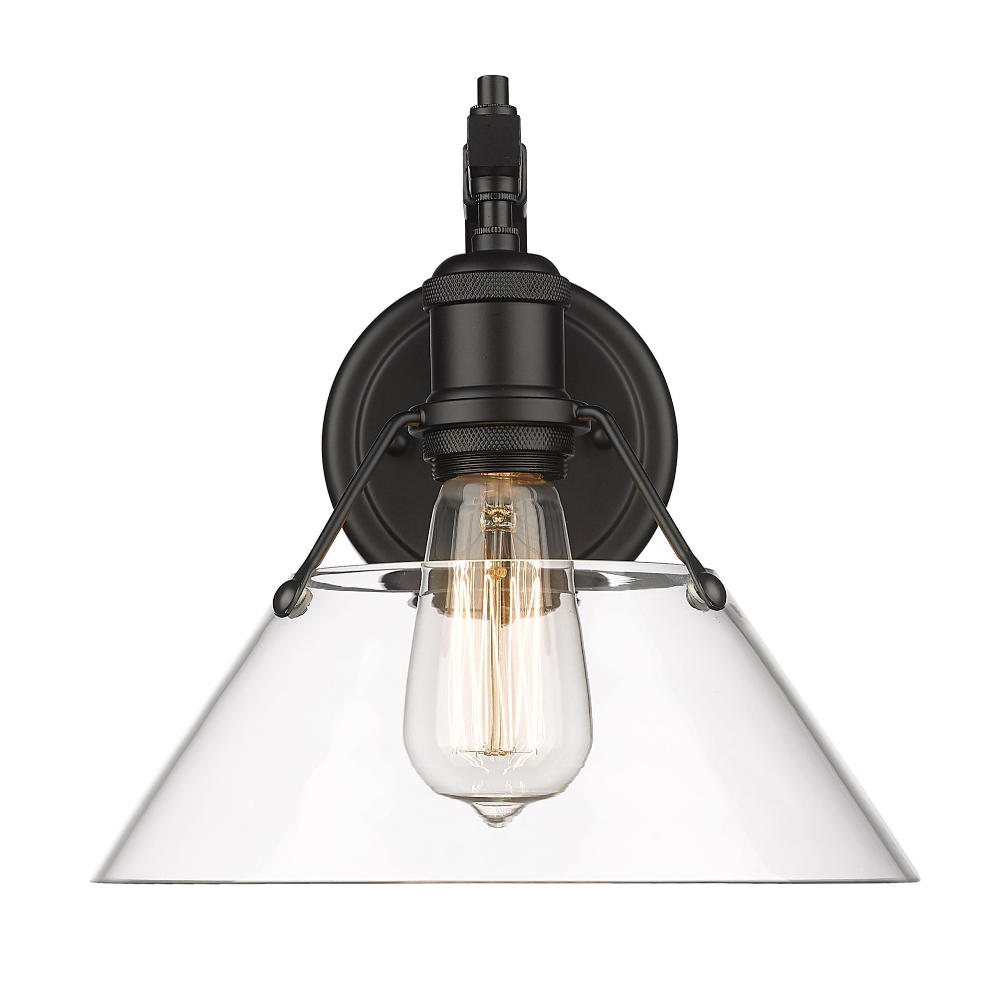 Yep by Golden Lighting Orwell 1-light Wall Sconce in Matte Black and Clear Glass - - Golden Lighting