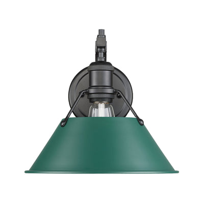 Yep by Golden Lighting Orwell 1-light Wall Sconce in Matte Black and Pine Green shade - - Golden Lighting