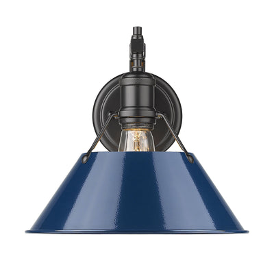 Yep by Golden Lighting Orwell 1-light Wall Sconce in Matte Black and Navy Blue shade - - Golden Lighting