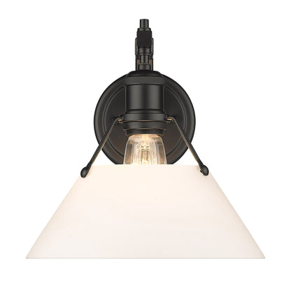 Yep by Golden Lighting Orwell 1-light Wall Sconce in Matte Black and Opal Glass - - Golden Lighting