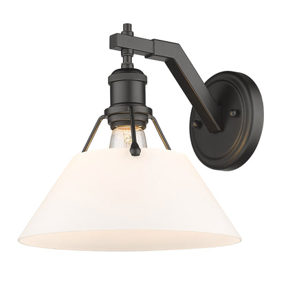 Yep by Golden Lighting Orwell 1-light Wall Sconce in Matte Black and Opal Glass - - Golden Lighting