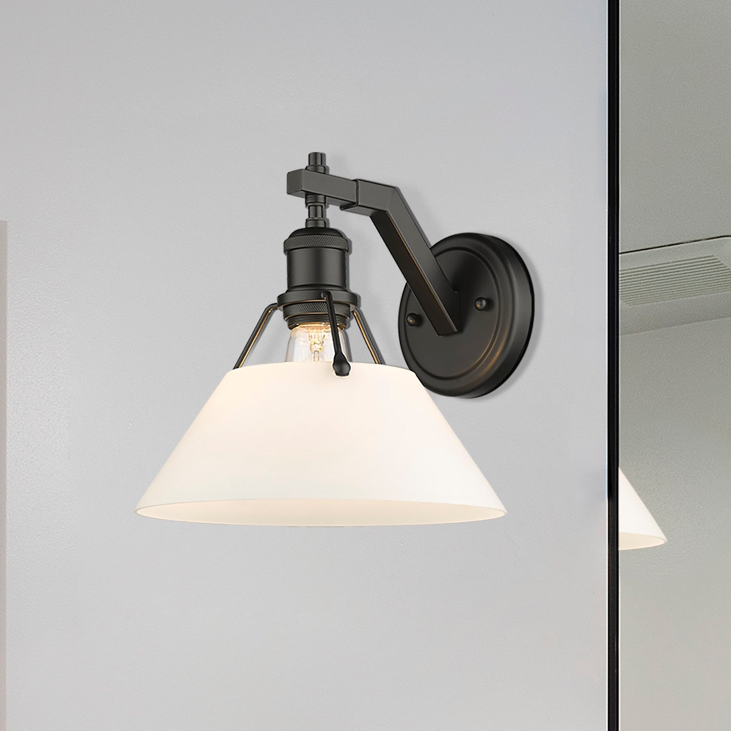 Yep by Golden Lighting Orwell 1-light Wall Sconce in Matte Black and Opal Glass - - Golden Lighting