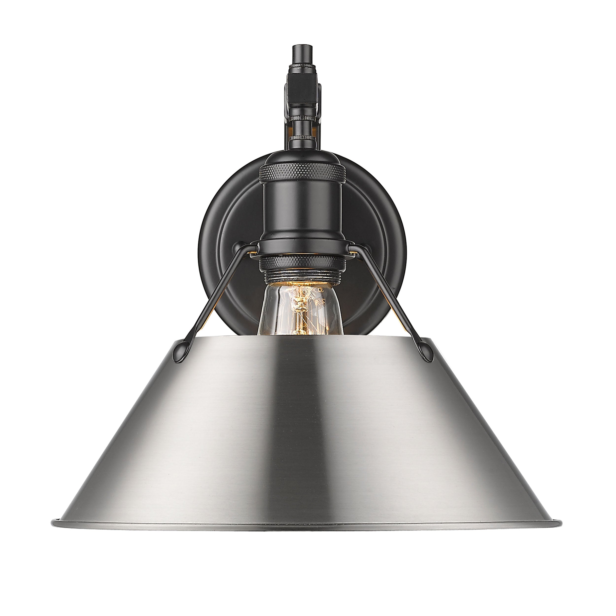 Yep by Golden Lighting Orwell 1-light Wall Sconce in Matte Black and Pewter shade - - Golden Lighting