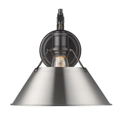 Yep by Golden Lighting Orwell 1-light Wall Sconce in Matte Black and Pewter shade - - Golden Lighting