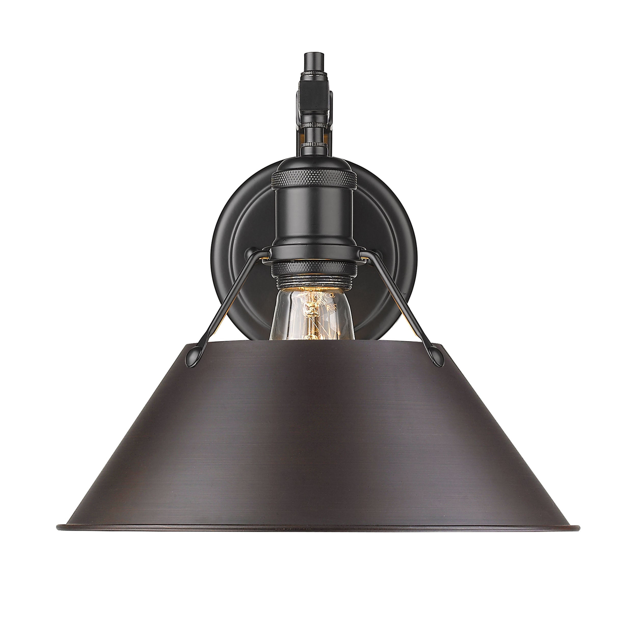 Yep by Golden Lighting Orwell 1-light Wall Sconce in Matte Black and Rubbed Bronze shade - - Golden Lighting