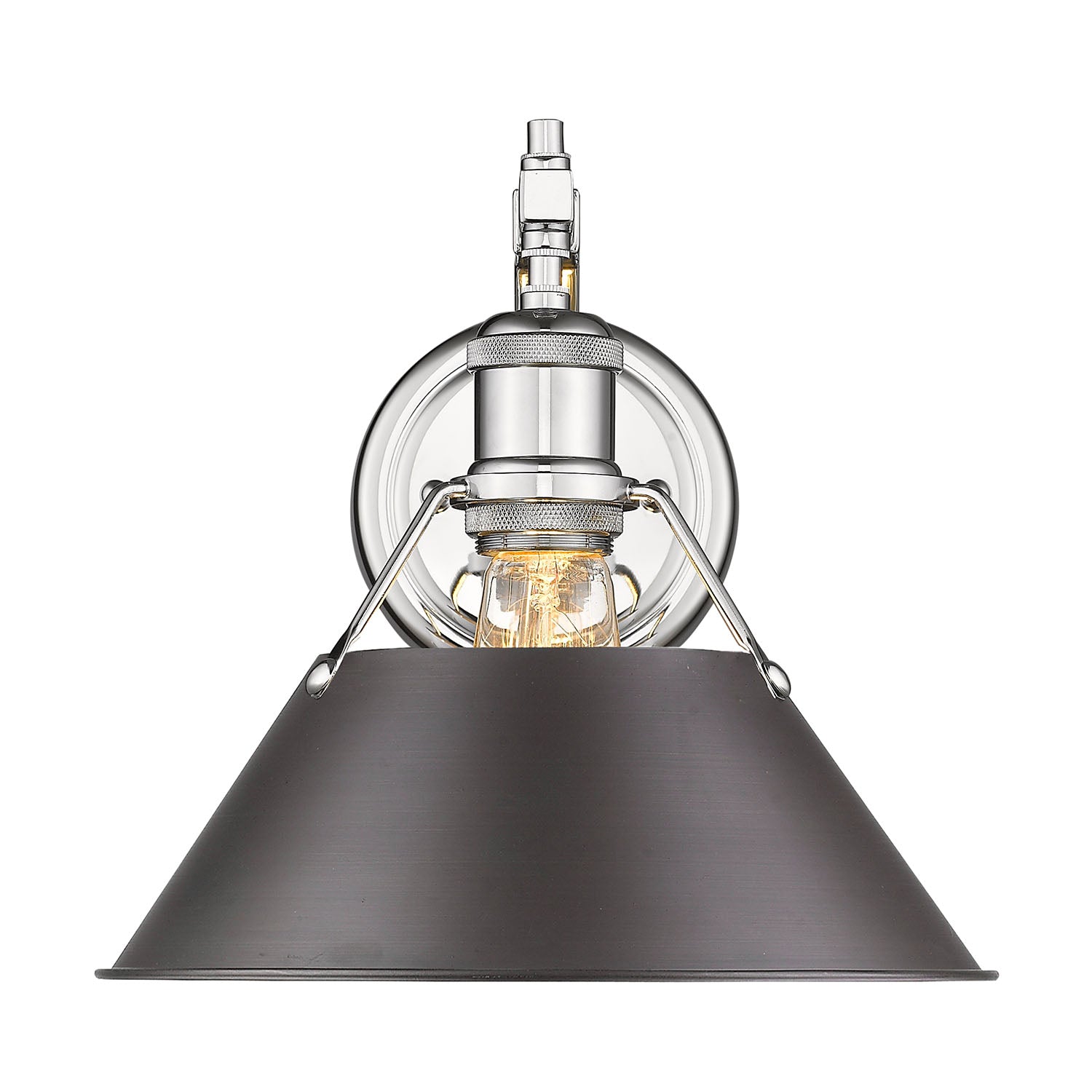 Yep by Golden Lighting Orwell 1-light Wall Sconce in Chrome and Rubbed Bronze shade - - Golden Lighting