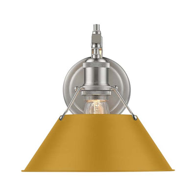 Yep by Golden Lighting Orwell 1-light Wall Sconce in Pewter and Auric Yellow shade - - Golden Lighting