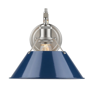 Yep by Golden Lighting Orwell 1-light Wall Sconce in Pewter and Navy Blue shade - - Golden Lighting