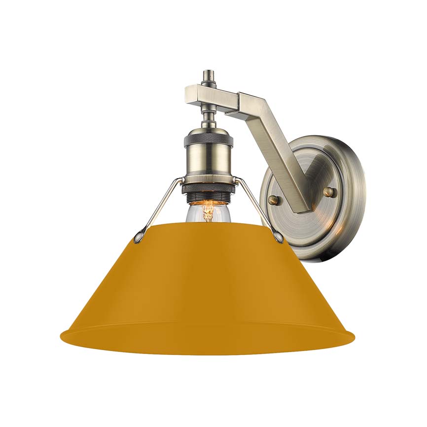 Yep by Golden Lighting Orwell 1-light Wall Sconce in Aged Brass and Auric Yellow shade