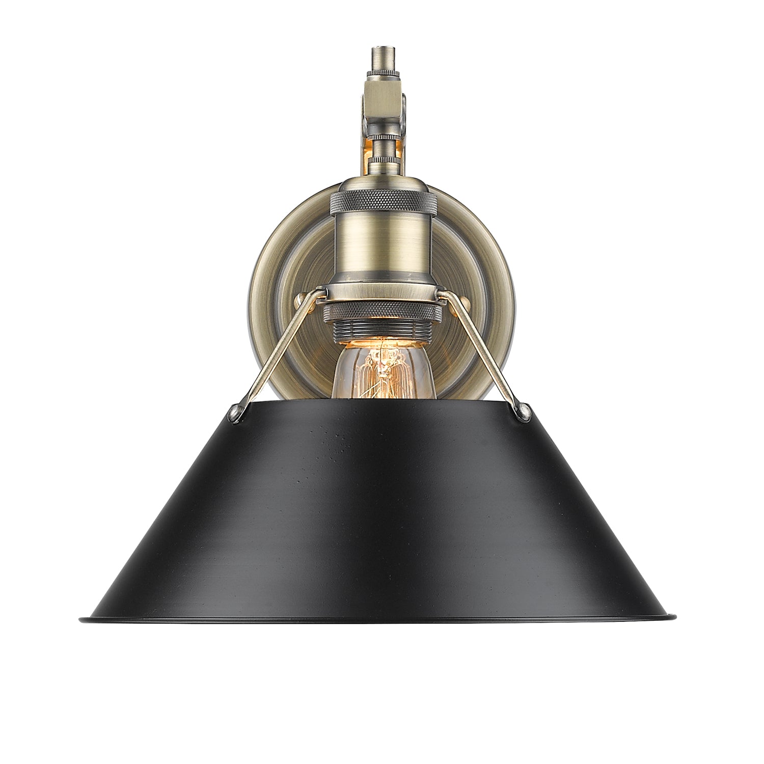 Orwell 1-Light Wall Sconce in Aged Brass with Matte Black - - Golden Lighting