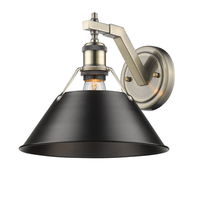 Orwell 1-Light Wall Sconce in Aged Brass with Matte Black - Default Title - Golden Lighting