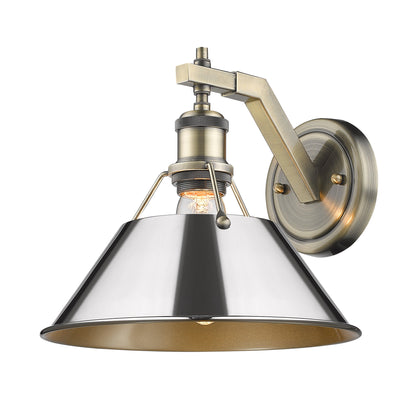 Orwell 1-Light Wall Sconce in Aged Brass with Chrome - Aged Brass / Chrome / Silver - Golden Lighting