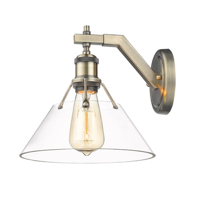 Yep by Golden Lighting Orwell 1-light Wall Sconce in Aged Brass and Clear Glass - - Golden Lighting