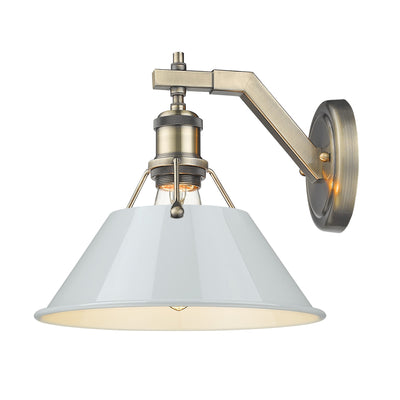 Yep by Golden Lighting Orwell 1-light Wall Sconce in Aged Brass and Dusky Blue shade - - Golden Lighting
