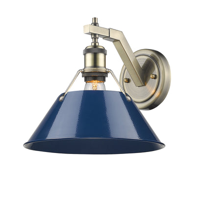 Orwell 1-Light Wall Sconce in Aged Brass with Matte Navy - Aged Brass / Matte Navy / Blue - Golden Lighting