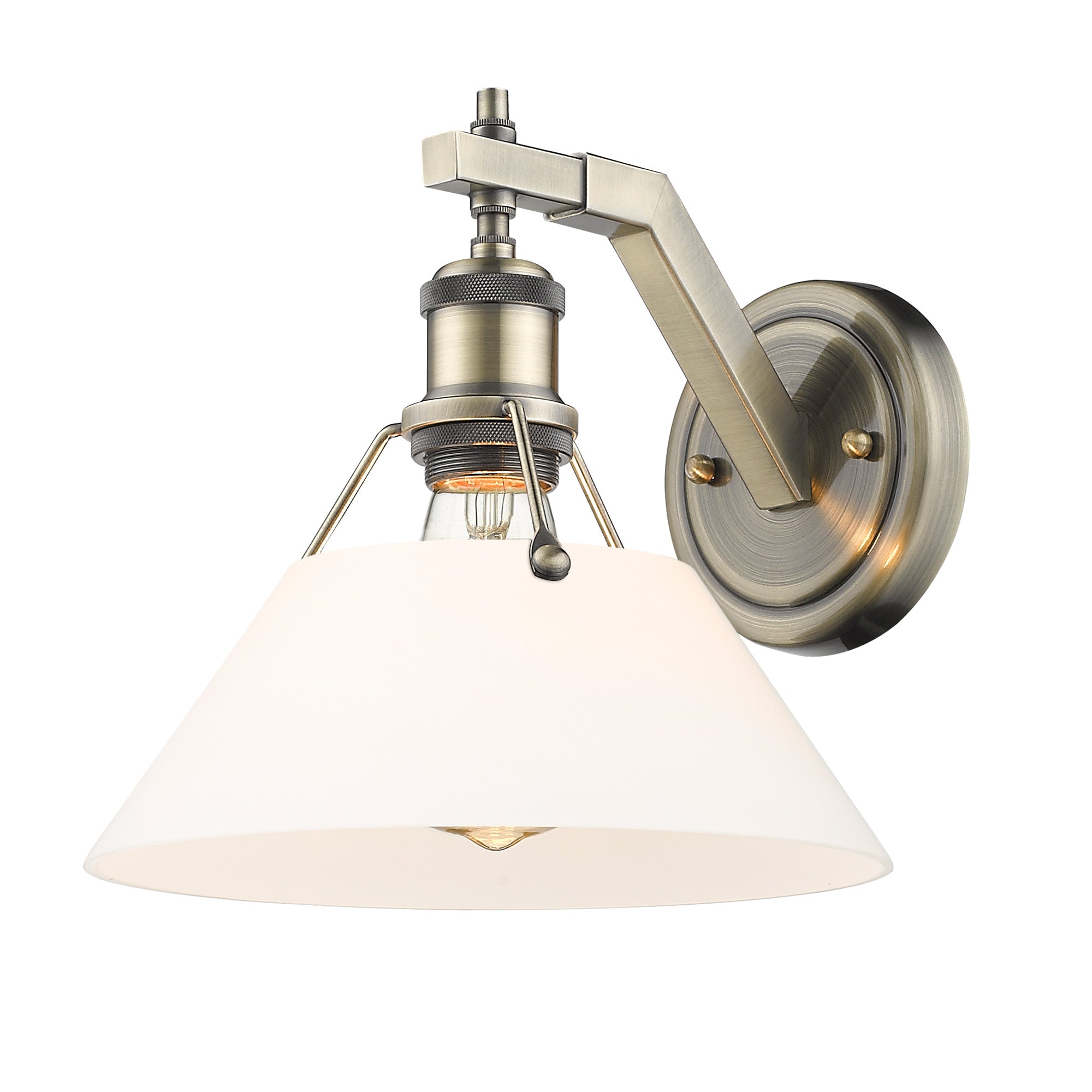 Orwell 1-Light Wall Sconce in Aged Brass with Opal Glass - - Golden Lighting