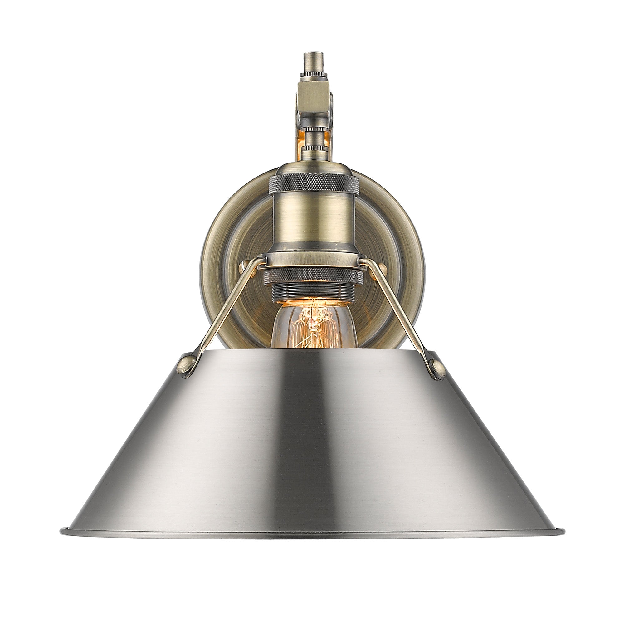 Orwell 1-Light Wall Sconce in Aged Brass with Pewter - - Golden Lighting