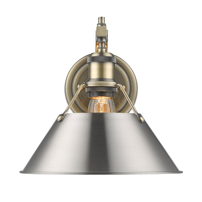 Orwell 1-Light Wall Sconce in Aged Brass with Pewter - - Golden Lighting