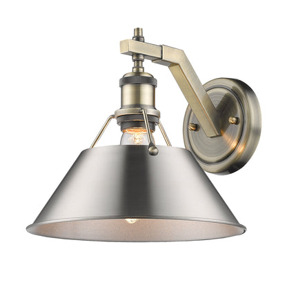 Orwell 1-Light Wall Sconce in Aged Brass with Pewter - Aged Brass / Pewter / Silver - Golden Lighting