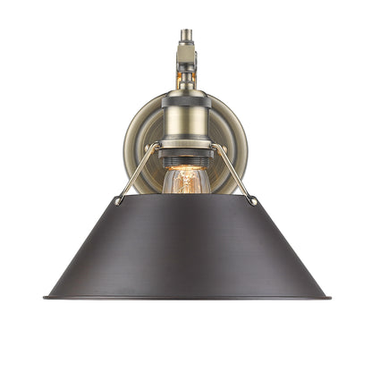 Orwell 1-Light Wall Sconce in Aged Brass with Rubbed Bronze - - Golden Lighting