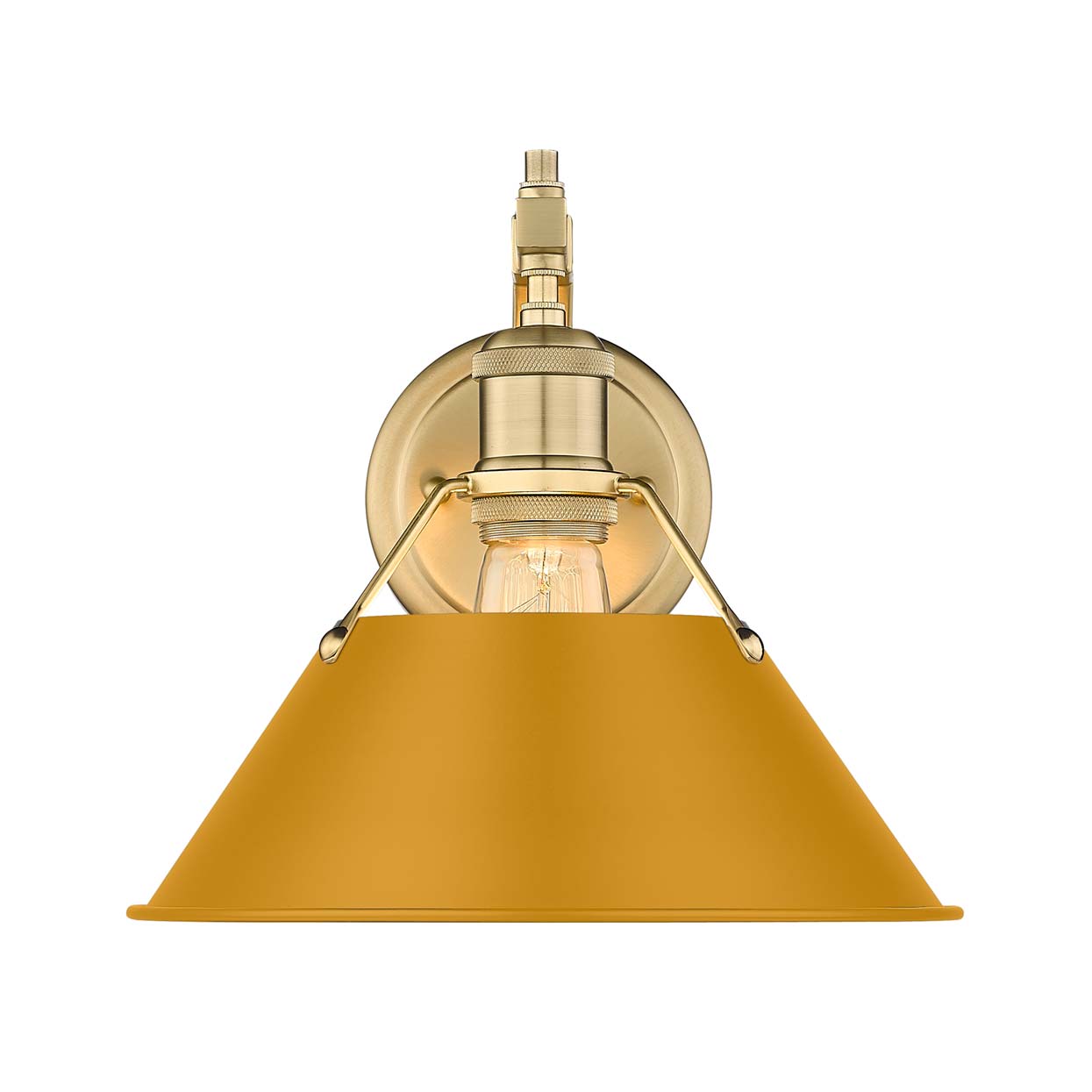 Yep by Golden Lighting Orwell 1-light Wall Sconce in Brushed Champagne Brass and Auric Yellow shade - - Golden Lighting