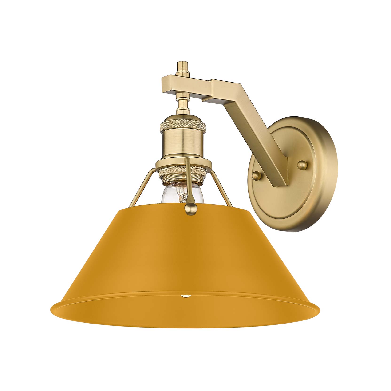 Yep by Golden Lighting Orwell 1-light Wall Sconce in Brushed Champagne Brass and Auric Yellow shade