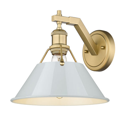 Yep by Golden Lighting Orwell 1-light Wall Sconce in Brushed Champagne Brass and Dusky Blue shade - - Golden Lighting