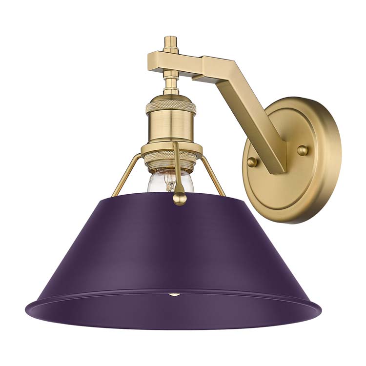 Yep by Golden Lighting Orwell 1-light Wall Sconce in Brushed Champagne Brass and Exotic Purple shade