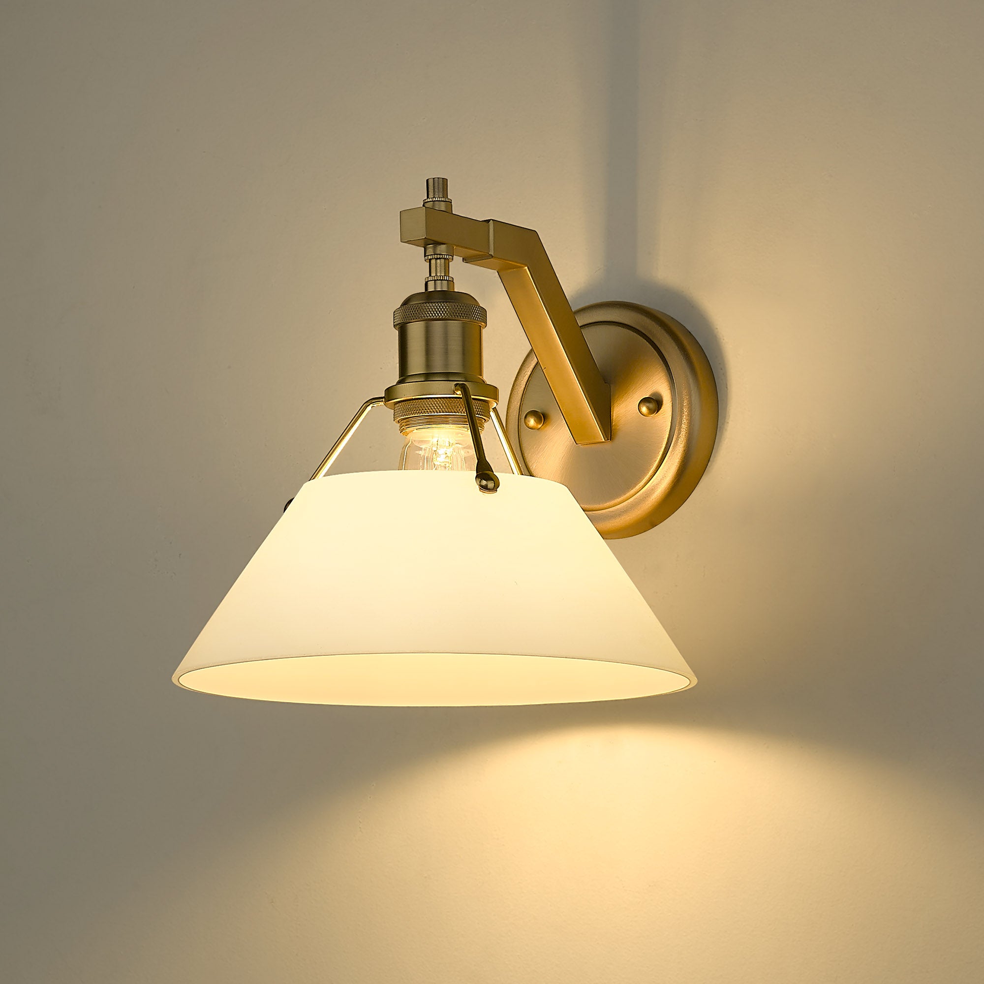 Yep by Golden Lighting Orwell 1-light Wall Sconce in Brushed Champagne Brass and Opal Glass - - Golden Lighting