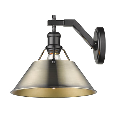 Yep by Golden Lighting Orwell 1-light Wall Sconce in Matte Black and Aged Brass shade - - Golden Lighting