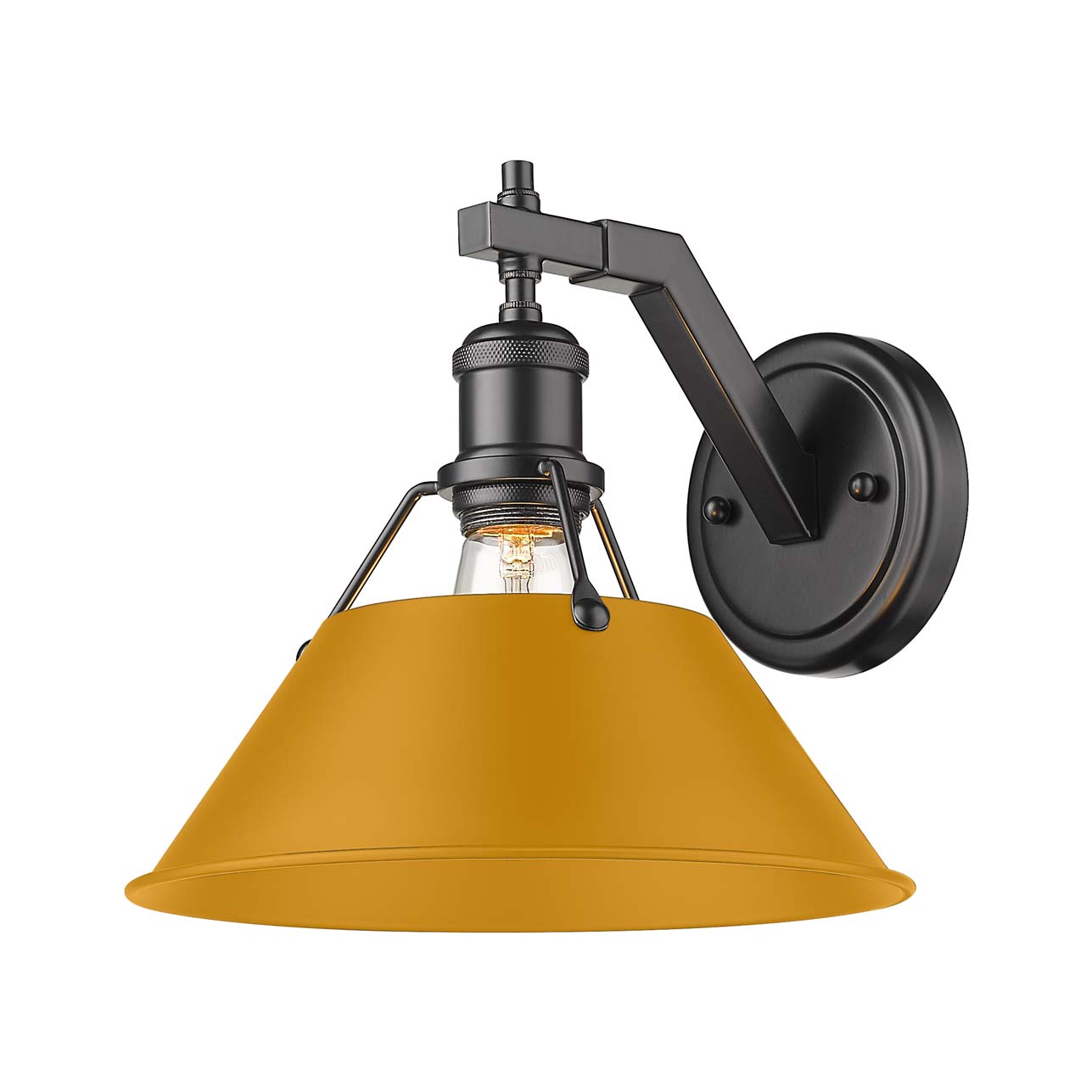 Yep by Golden Lighting Orwell 1-light Wall Sconce in Matte Black and Auric Yellow shade