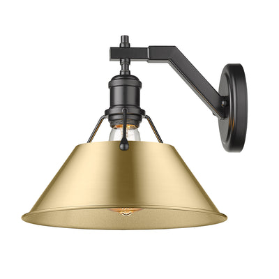 Yep by Golden Lighting Orwell 1-light Wall Sconce in Matte Black and Brushed Champagne Brass shade - - Golden Lighting