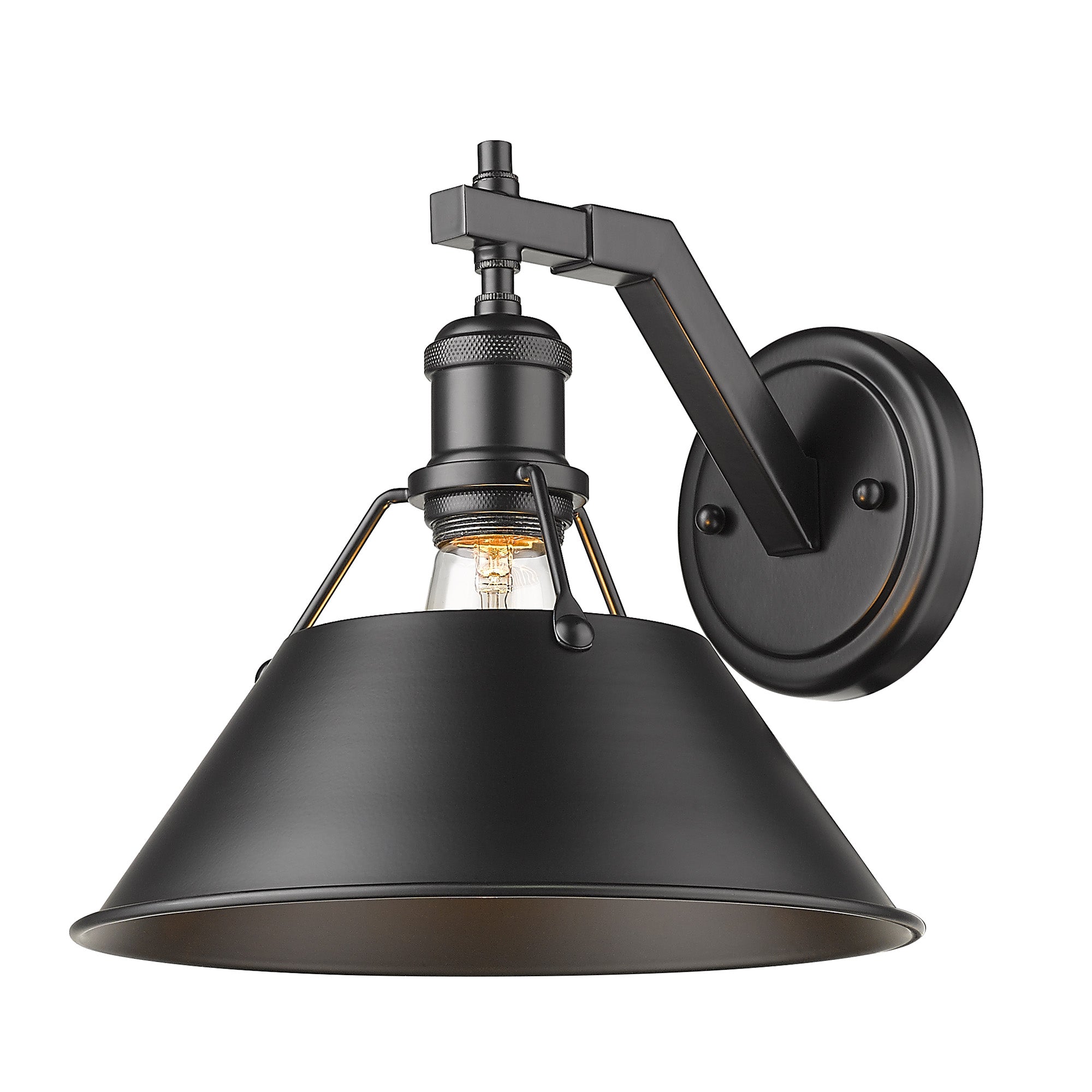 Orwell 1-Light Wall Sconce in Matte Black - Matte Black / Matte Black / Black - Golden Lighting