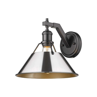 Yep by Golden Lighting Orwell 1-light Wall Sconce in Matte Black and Chrome shade - Default Title - Golden Lighting