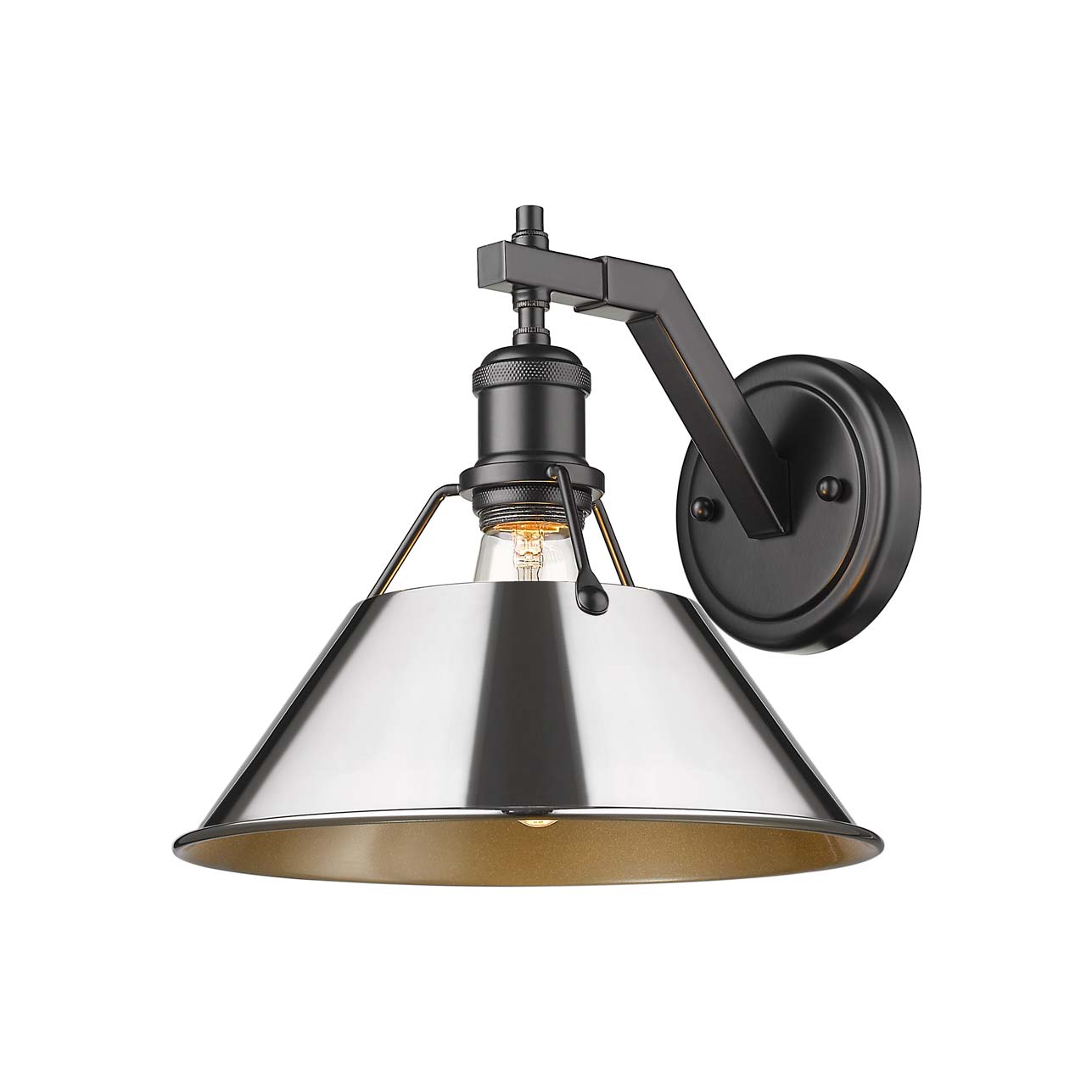 Yep by Golden Lighting Orwell 1-light Wall Sconce in Matte Black and Chrome shade - - Golden Lighting