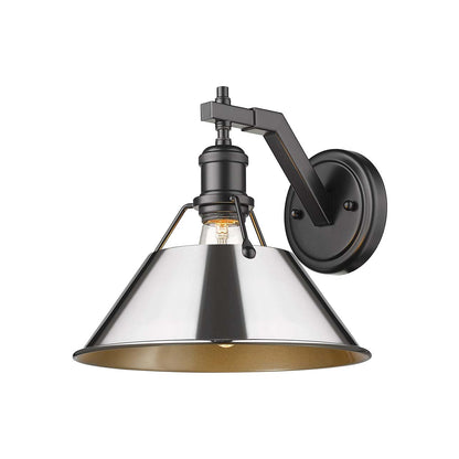 Yep by Golden Lighting Orwell 1-light Wall Sconce in Matte Black and Chrome shade - - Golden Lighting