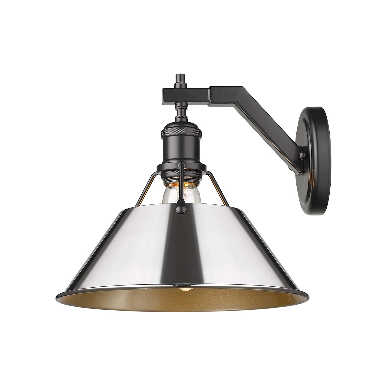 Yep by Golden Lighting Orwell 1-light Wall Sconce in Matte Black and Chrome shade