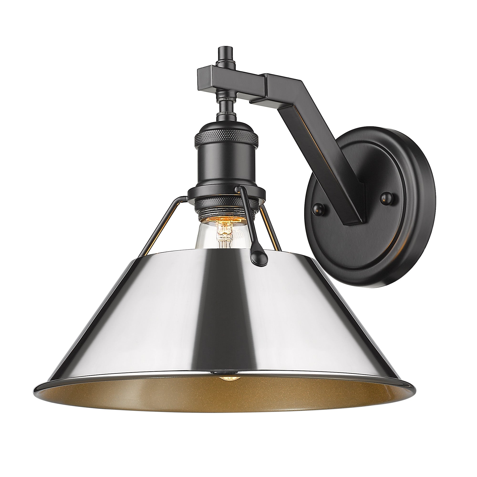 Orwell 1-Light Wall Sconce in Matte Black with Chrome - Matte Black / Chrome / Silver - Golden Lighting