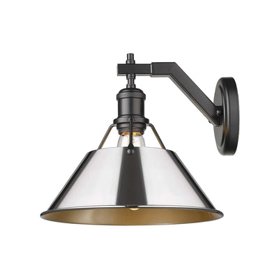 Yep by Golden Lighting Orwell 1-light Wall Sconce in Matte Black and Chrome shade - - Golden Lighting